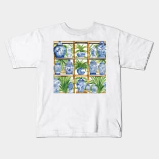 Bamboo shelf with chinoiserie jars Kids T-Shirt